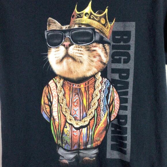 King Cat Biggy Smalls Big Paw Paw T Shirt Black Small - Picture 2 of 4